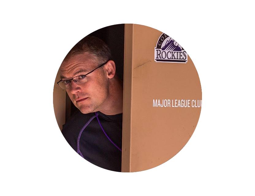 Portrait of Jeffery Donehoo behind a door